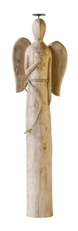 Hand-Carved Mango Wood Angel