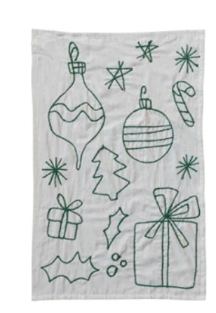 Holiday Icon Embroidered Tea Towels