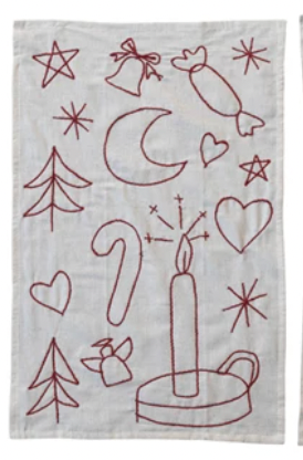 Holiday Icon Embroidered Tea Towels