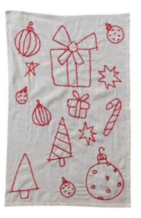 Holiday Icon Embroidered Tea Towels