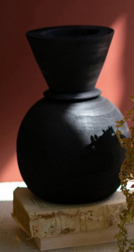 Black Wooden Vases