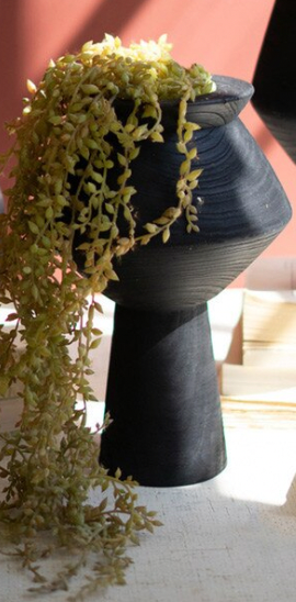 Black Wooden Vases