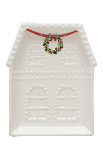Embossed Stoneware House Plate