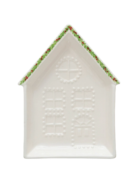 Embossed Stoneware House Plate