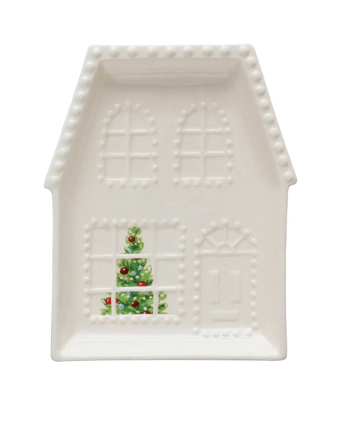 Embossed Stoneware House Plate