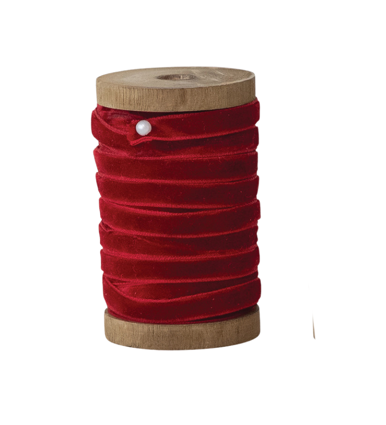 Velvet Ribbon on Wood Spools