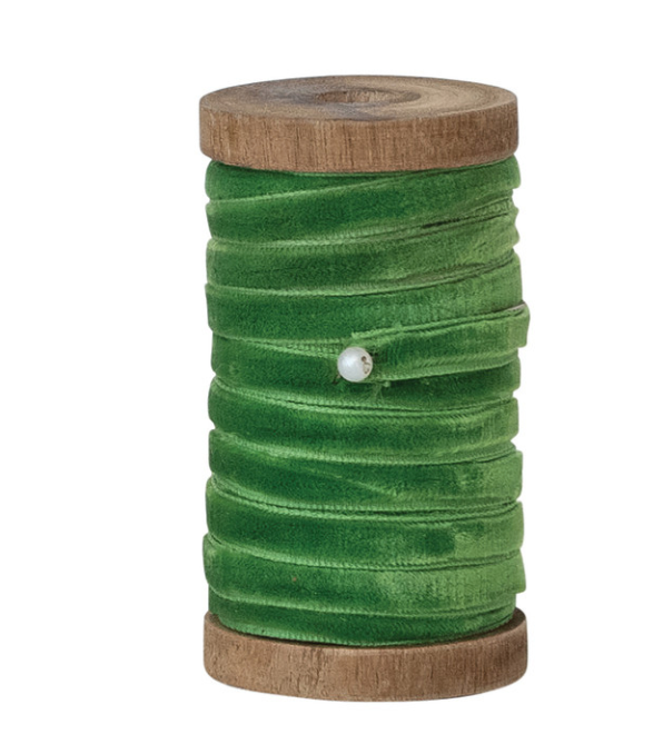 Velvet Ribbon on Wood Spools