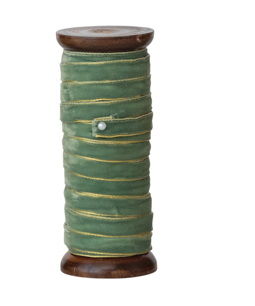 Velvet Ribbon on Wood Spools