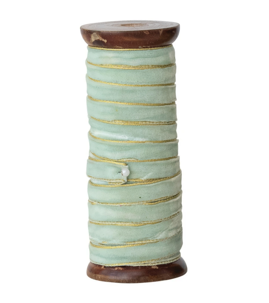 Velvet Ribbon on Wood Spools