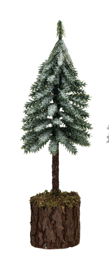 Faux Fir Tree w/ Wood & Moss Base
