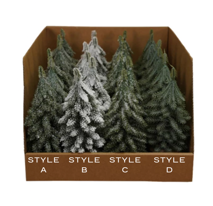 Medium Faux Evergreen Trees with Natural Wood