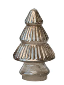 Blue Collection Embossed Mercury Glass Tree