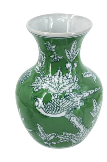Green & White Porcelain Vases