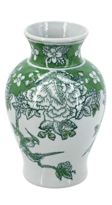 Green & White Porcelain Vases