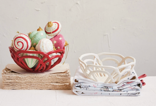 Holiday Stoneware Bread Basket