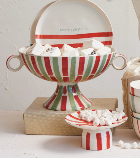 Christmas Stoneware Footed Bowl