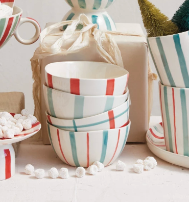 Striped Holiday Bowls