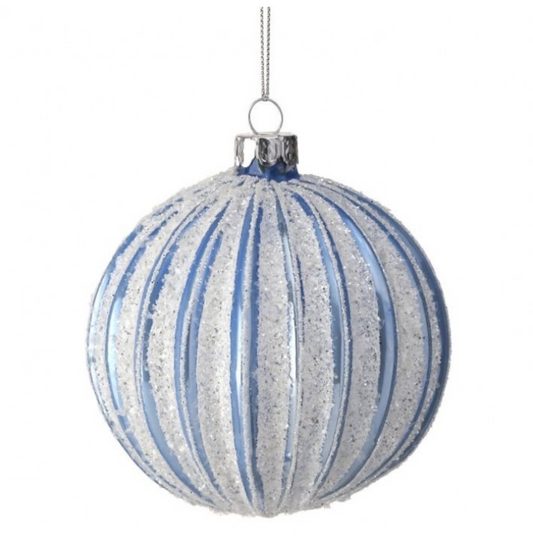 Glitter Ridged Snow Ball Ornament