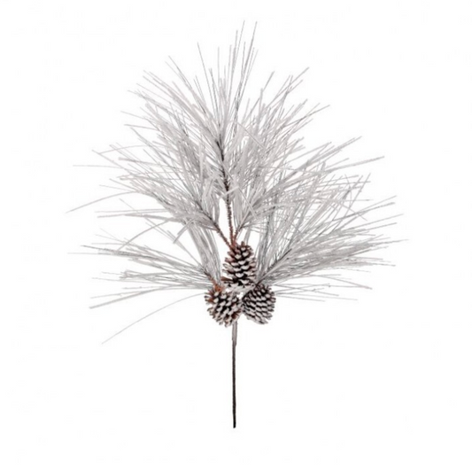 Long Snow Pine W/Cones Spray