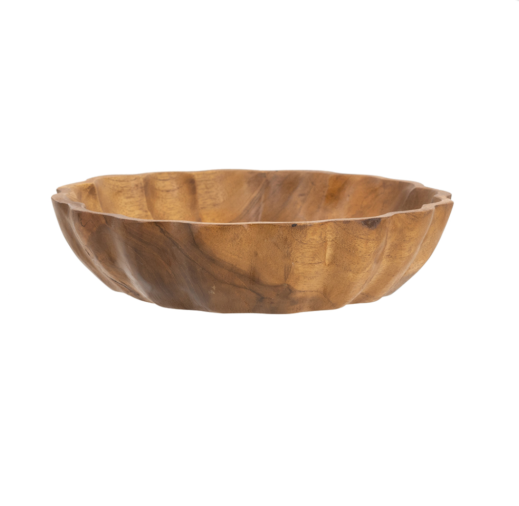 Shallow Teak Wood Bowl