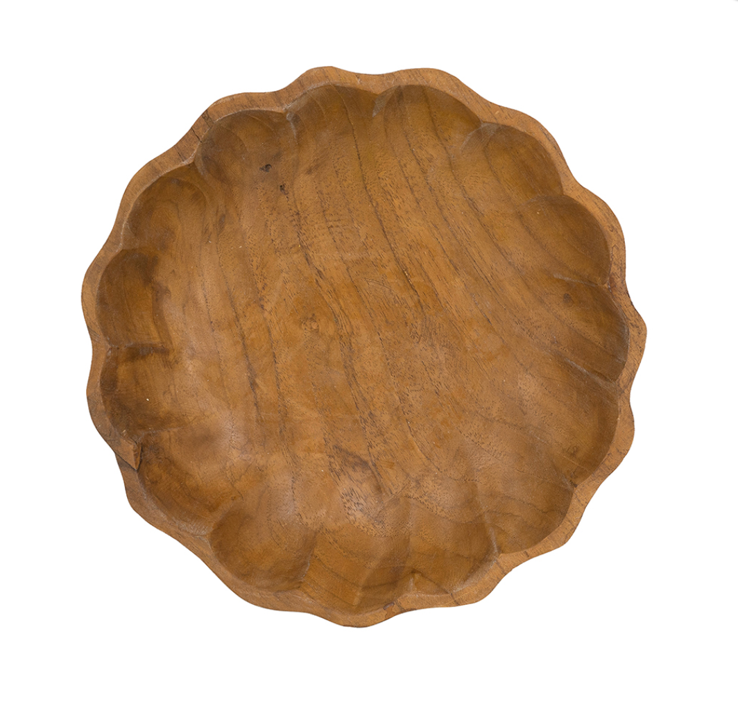 Shallow Teak Wood Bowl