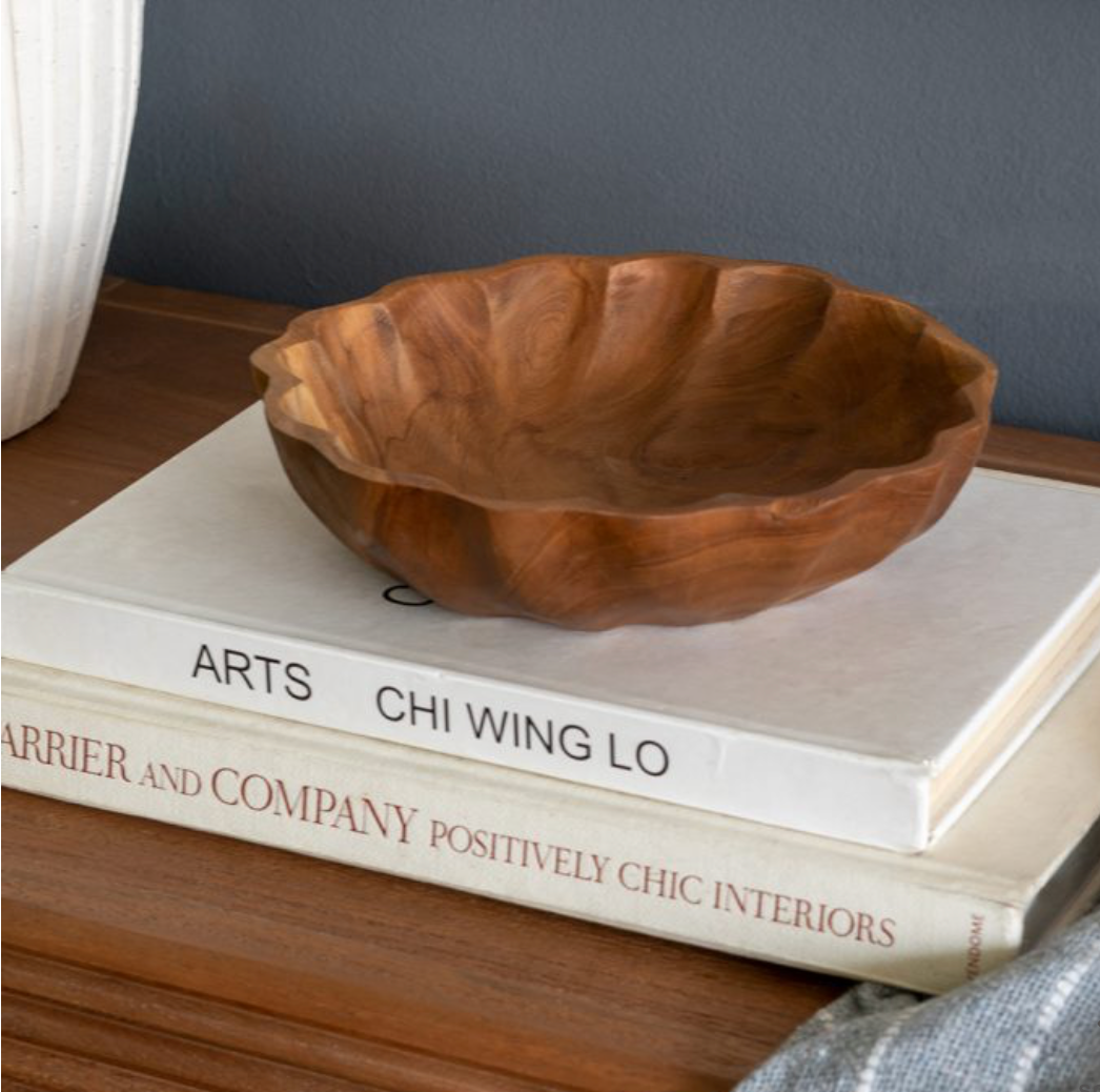 Shallow Teak Wood Bowl
