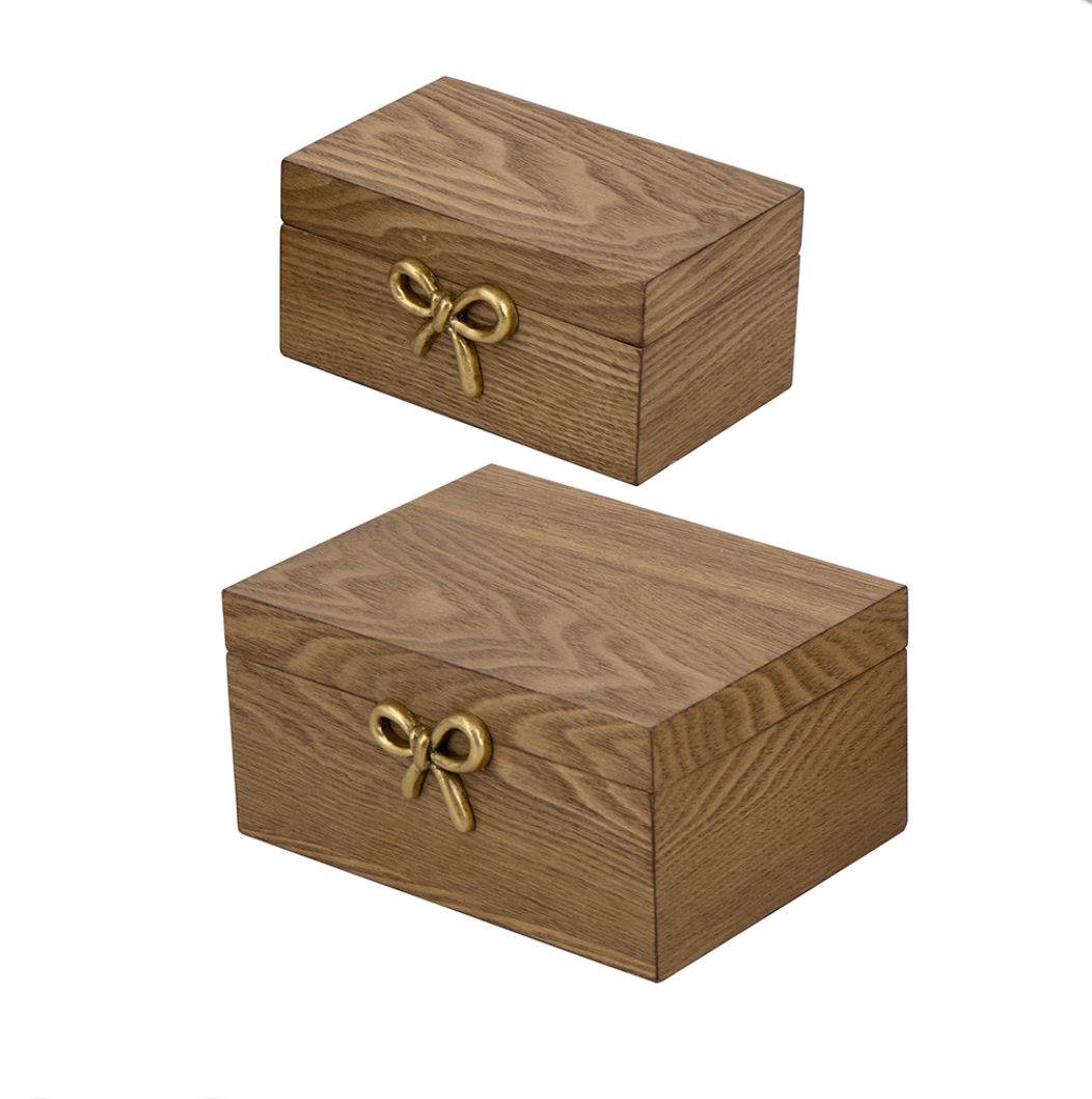 Gold Bow Wooden Storage Boxes