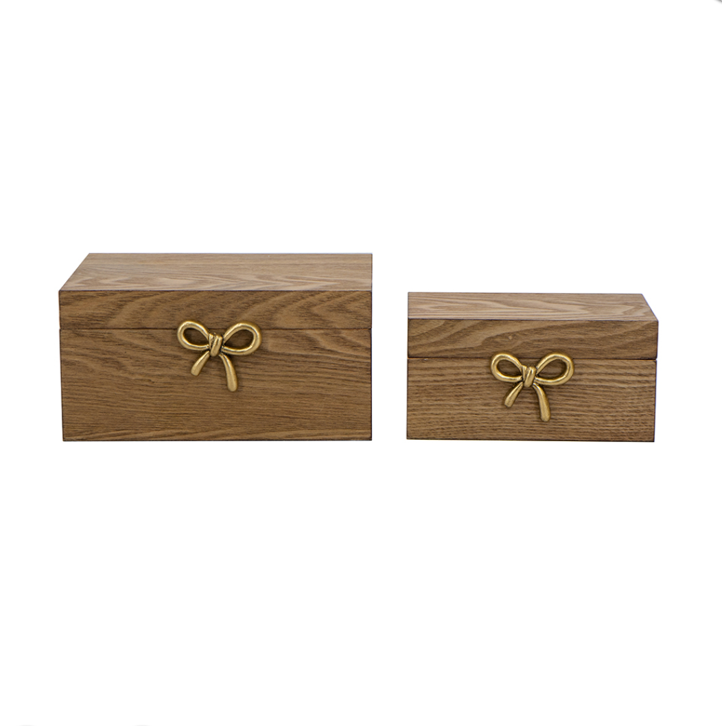 Gold Bow Wooden Storage Boxes