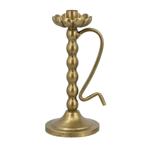 Ribbed Gold Iron Candle Holder