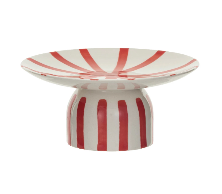 Christmas Striped Stone Pedestal