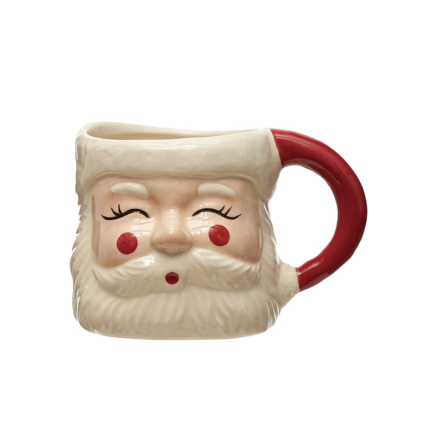 Hand-Painted Stoneware Santa Mug