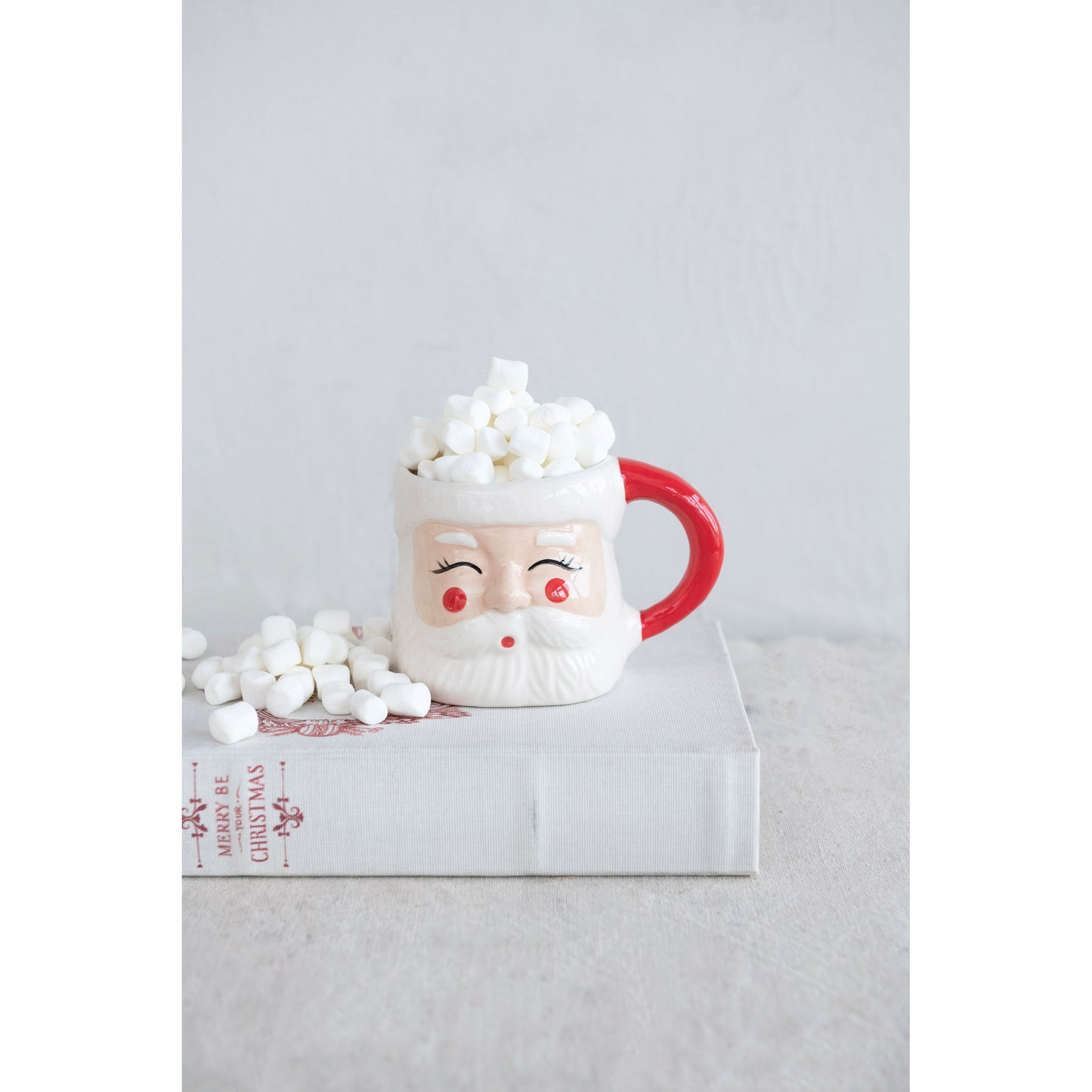 Hand-Painted Stoneware Santa Mug