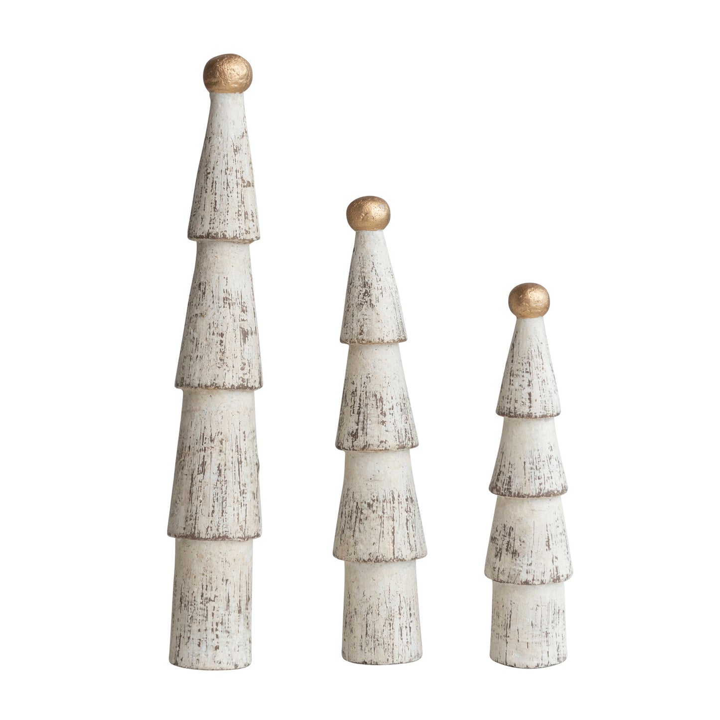 Carved Cream Wood Tree Set