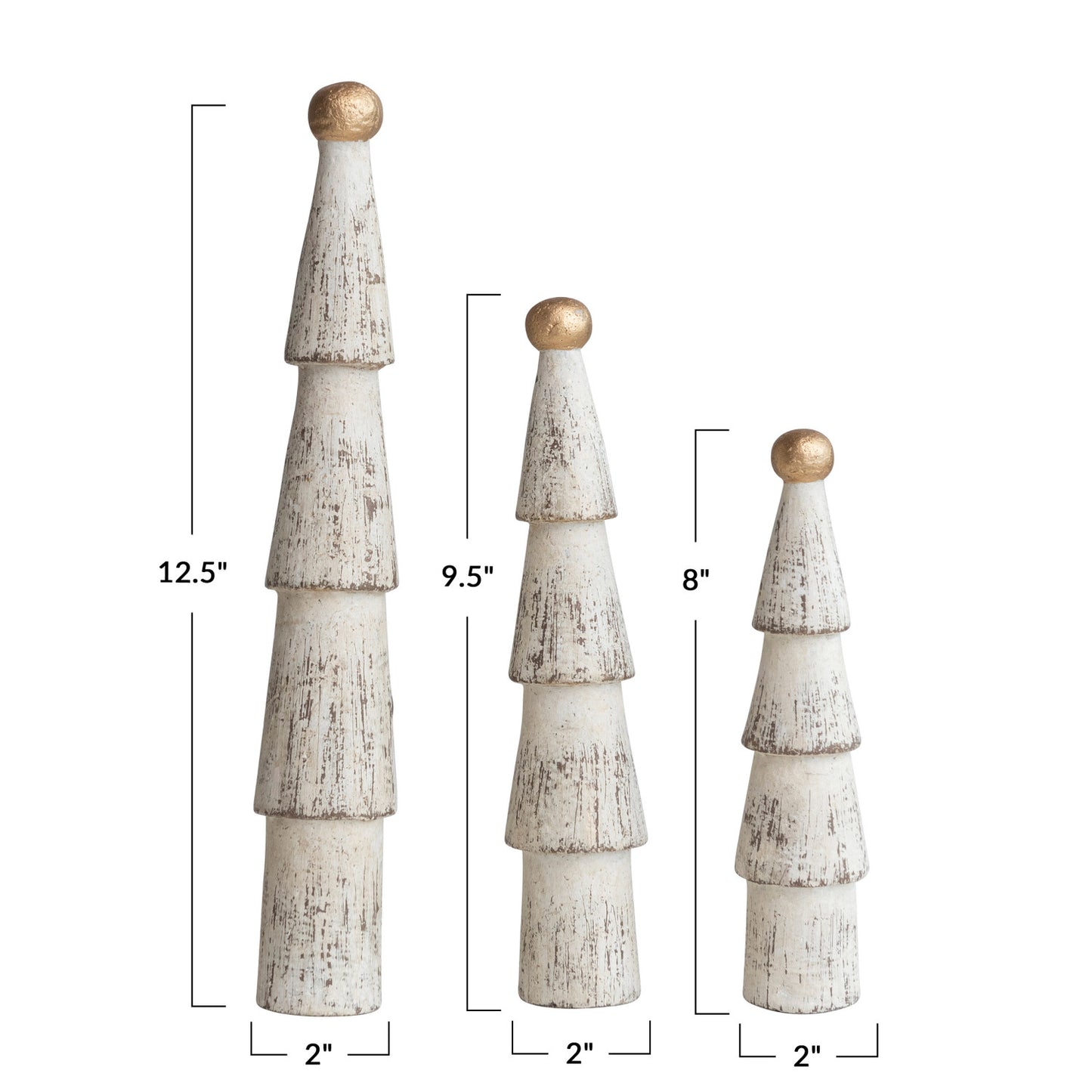 Carved Cream Wood Tree Set