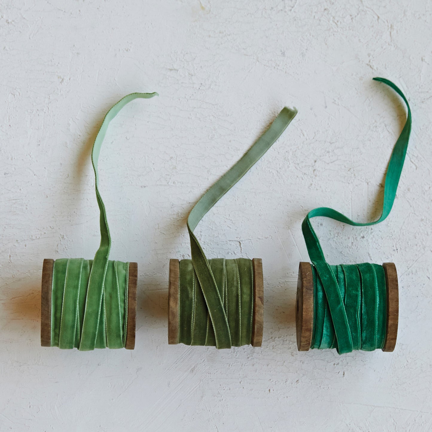 Velvet Ribbon on Wood Spools