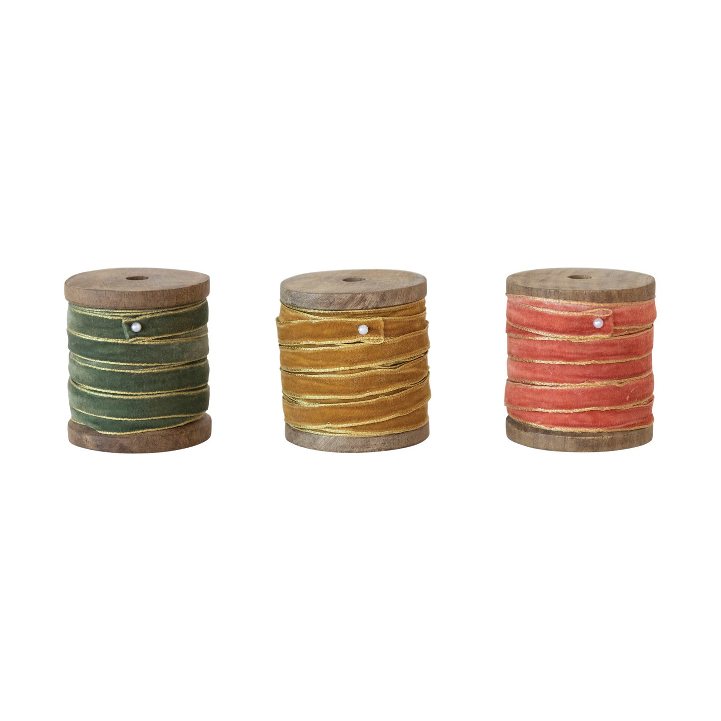 Velvet Ribbon on Wood Spools