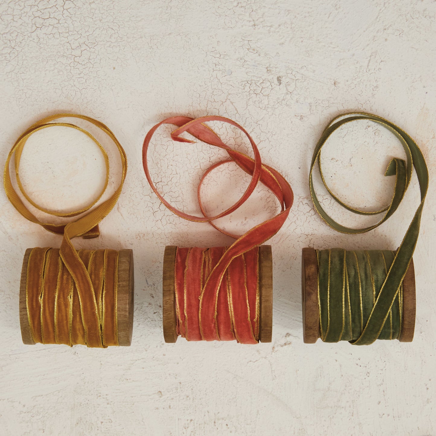 Velvet Ribbon on Wood Spools