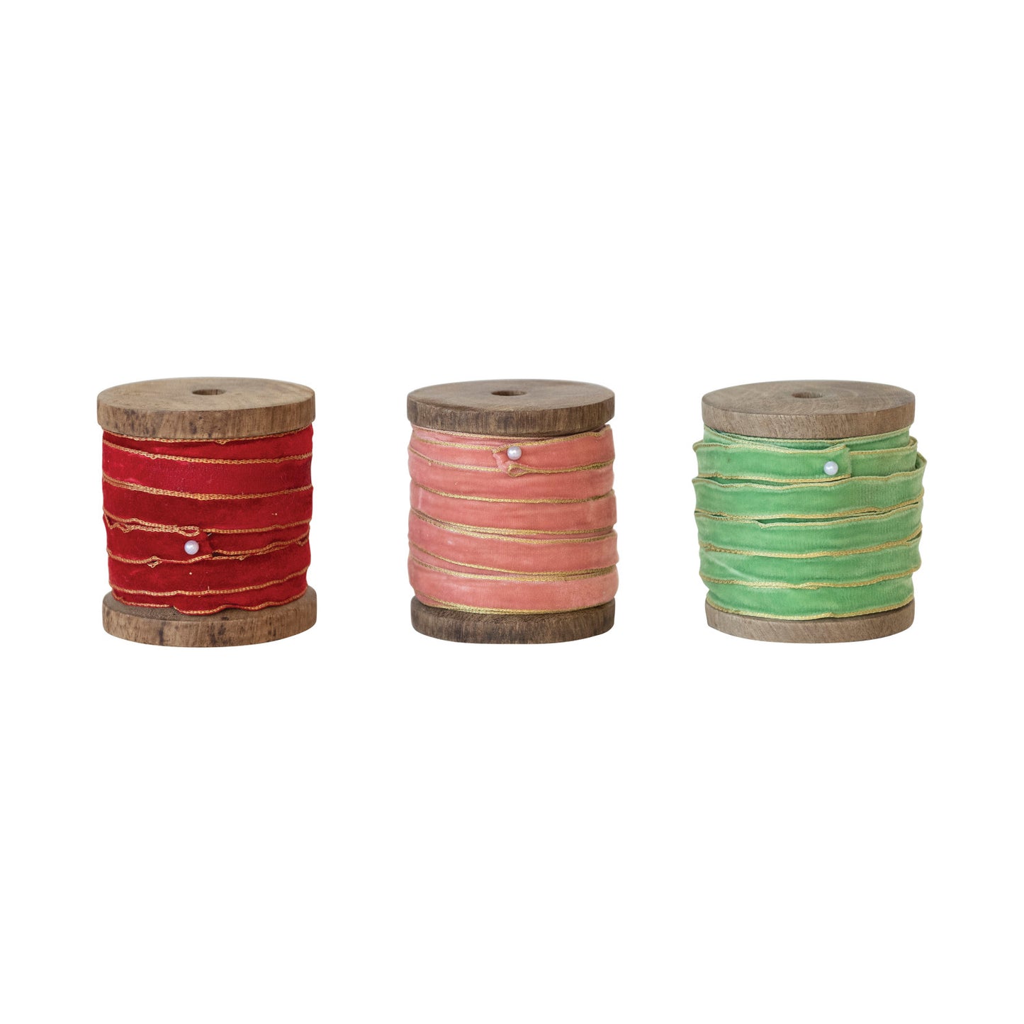 Velvet Ribbon on Wood Spools