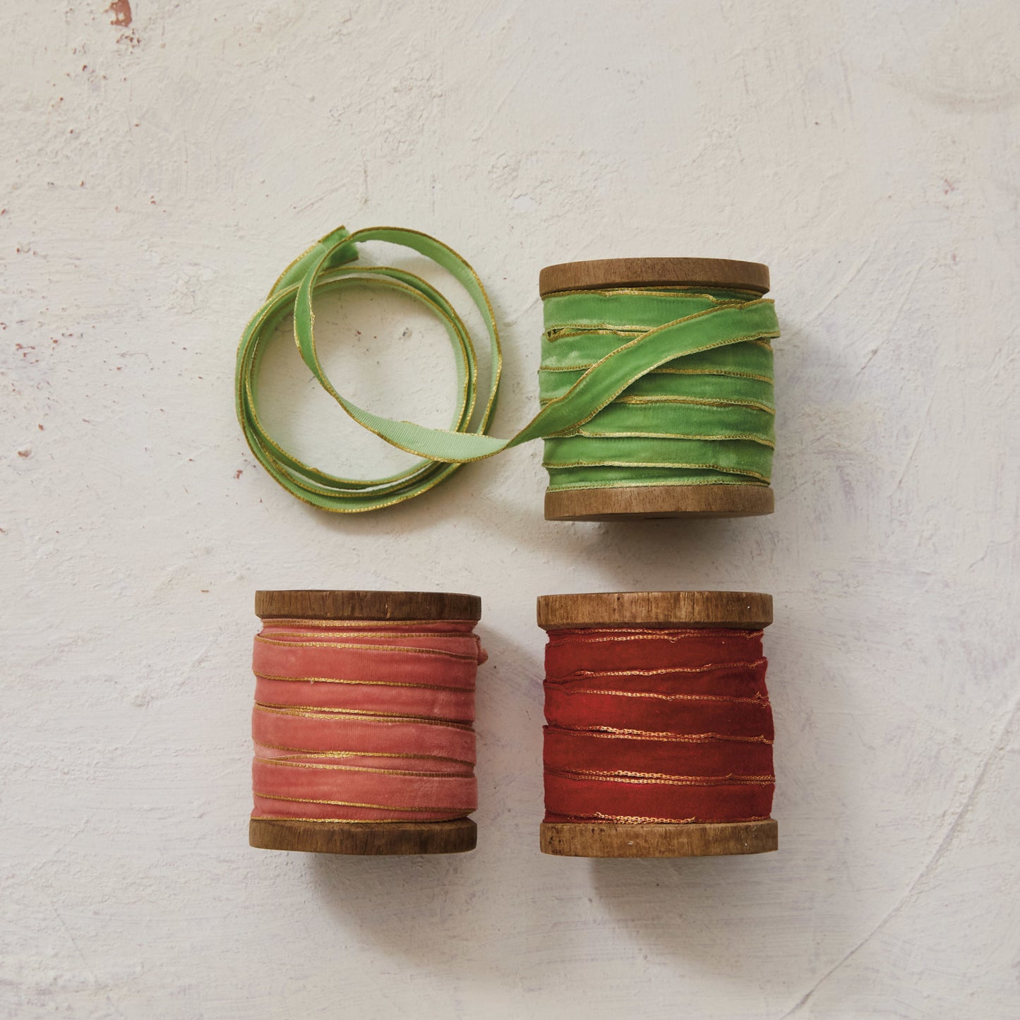 Velvet Ribbon on Wood Spools