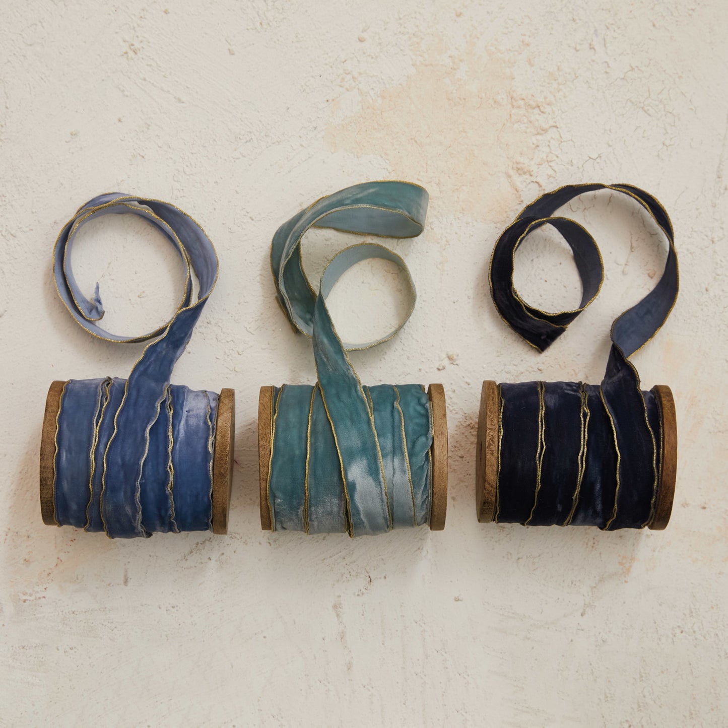 Velvet Ribbon on Wood Spools