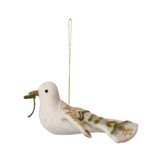 Handmade Wool Felt Turtle Dove Ornament