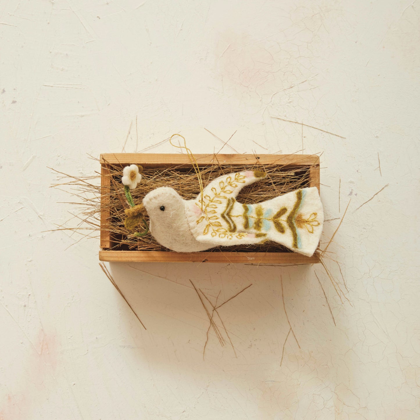Handmade Wool Felt Turtle Dove Ornament