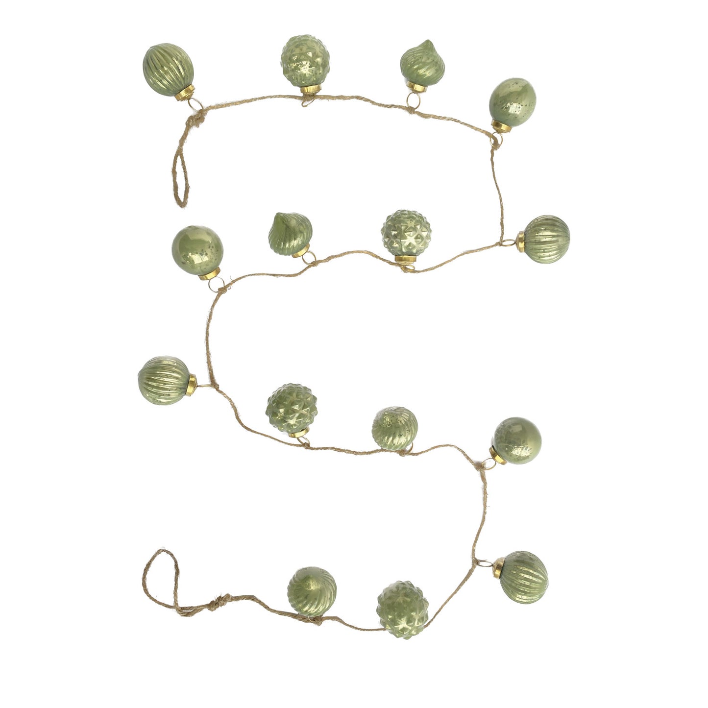 Embossed Green Mercury Glass Ornament Garland