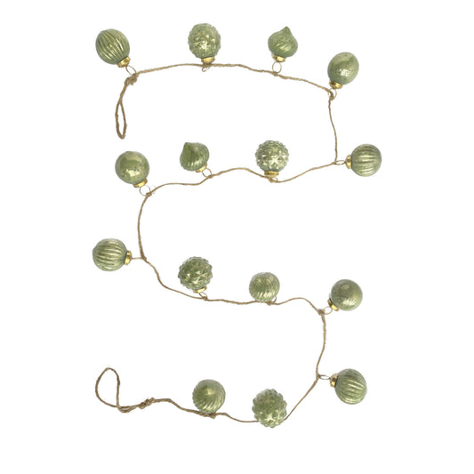 Embossed Green Mercury Glass Ornament Garland