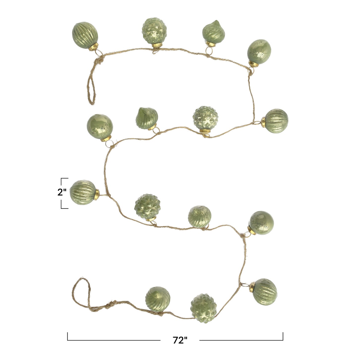 Embossed Green Mercury Glass Ornament Garland