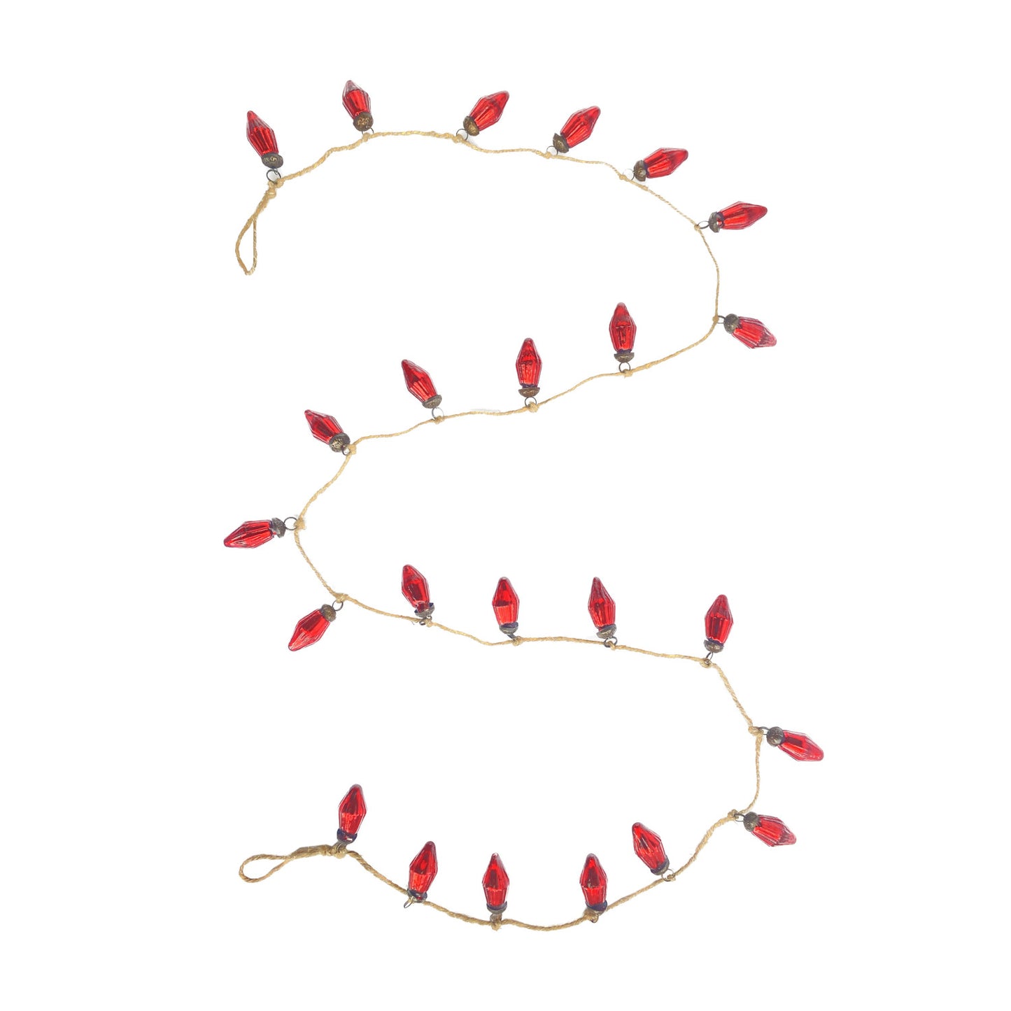 Embossed Red Mercury Glass Bulb Garland