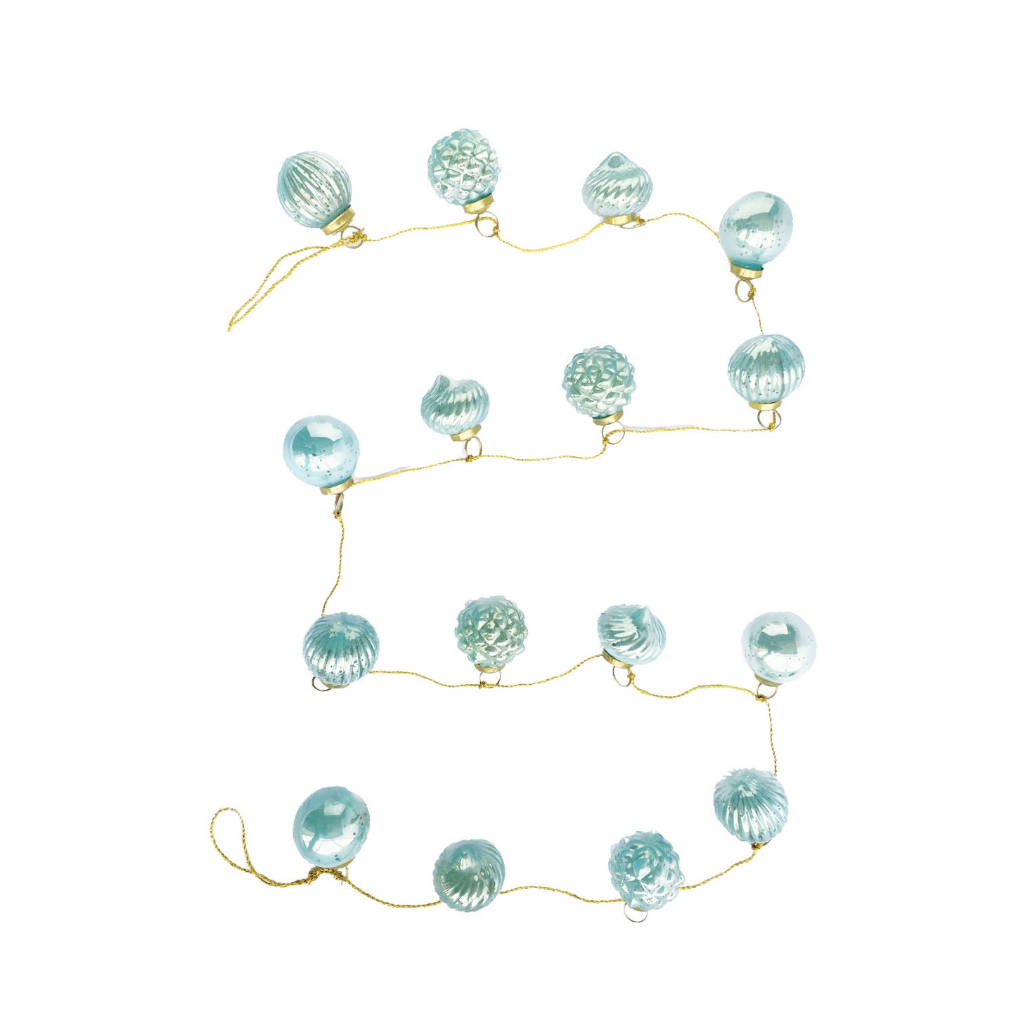 Embossed Mint Mercury Glass Ornament Garland