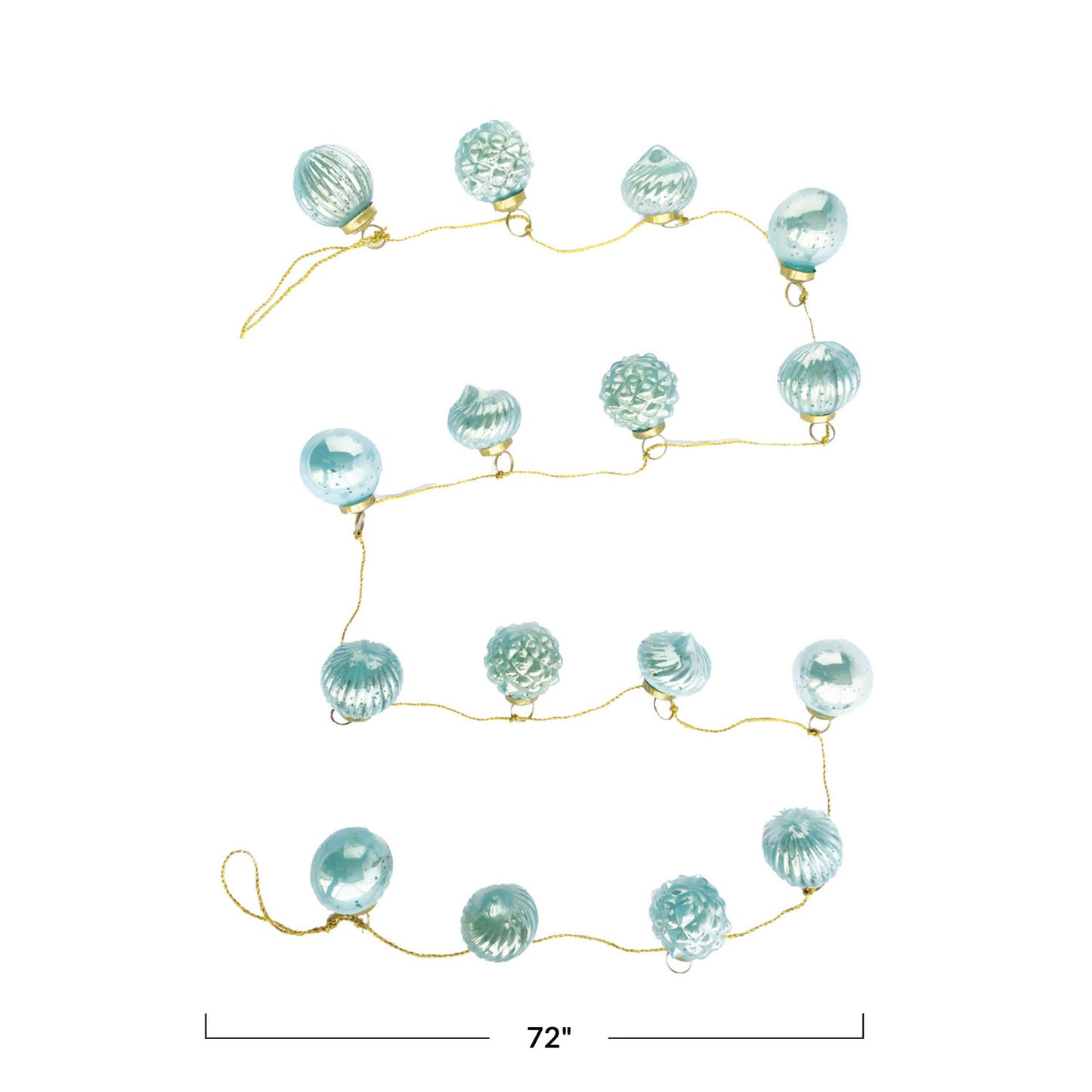 Embossed Mint Mercury Glass Ornament Garland