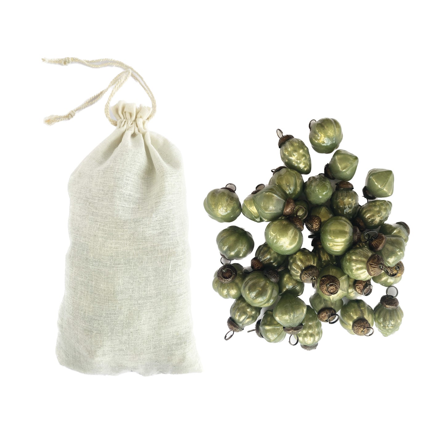 Mini Mercury Glass Ornaments in Muslin Bag