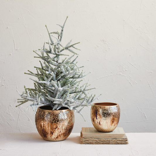 Antique Gold Metal Planters